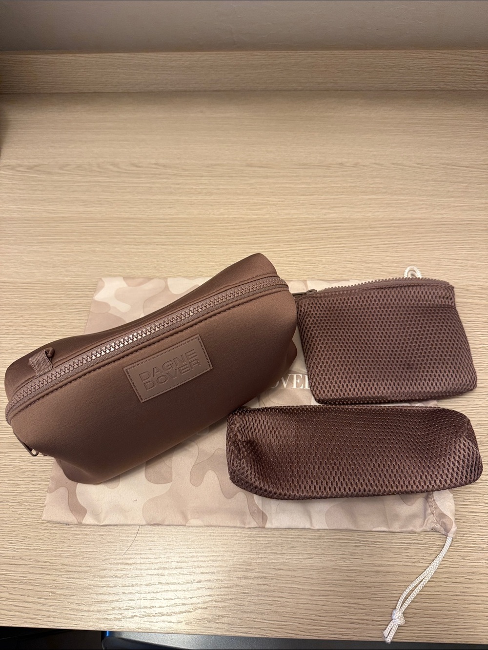 Dagne Dover Brown Toiletry Pouch Set
